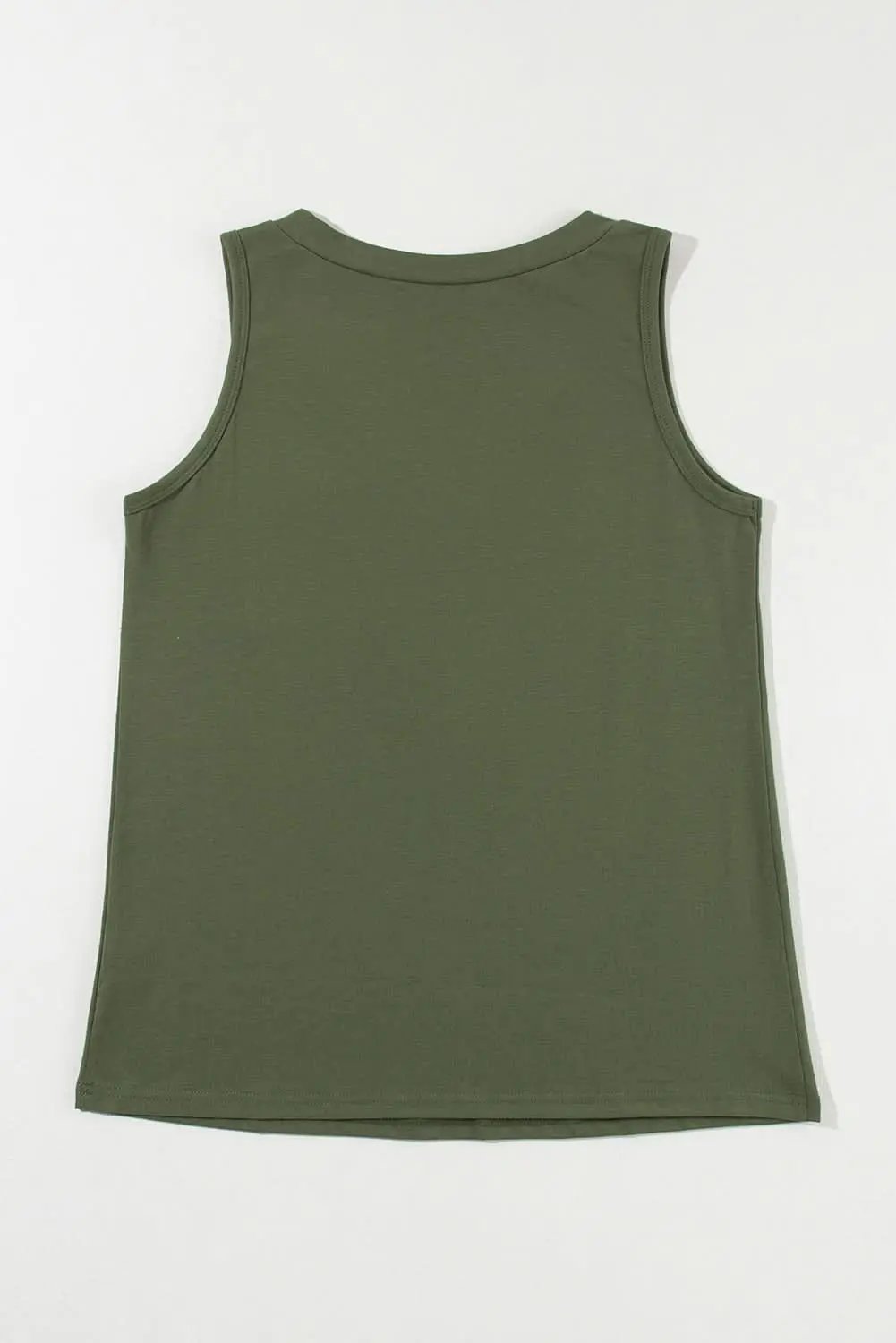 Jungle Green Half Button V Neck Patched Pocket Tank Top - Love Salve